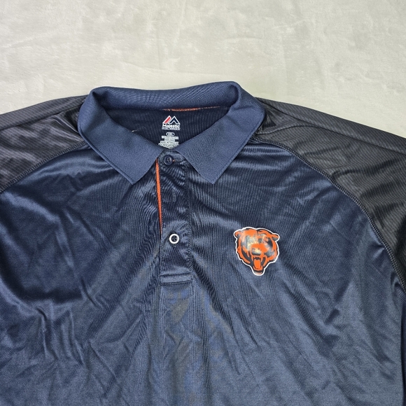 Chicago Bears NFL Majestic Cool Base Polo, Navy/Orange, Men's Size 3XL - Picture 3 of 8